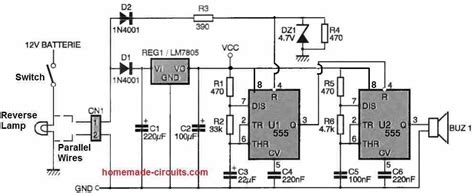 Car Reverse Horn Circuit Homemade Circuit Projects