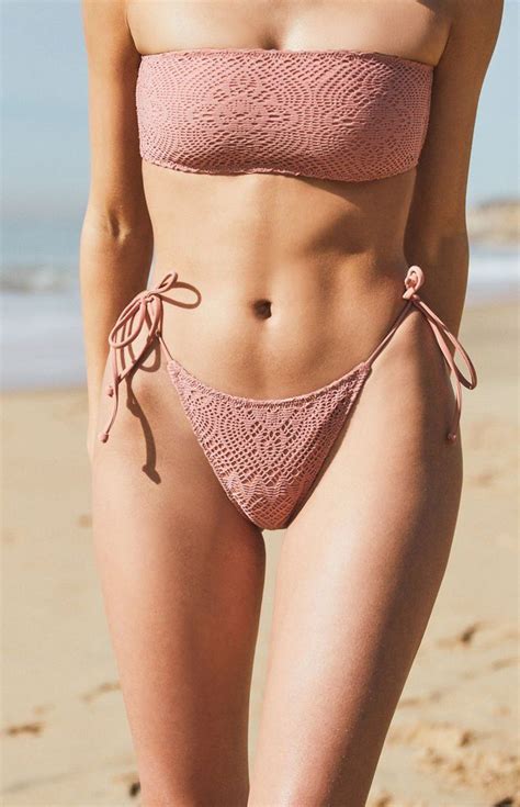 LA Hearts Mauve Valentina Floral Bikini Bottom PacSun Crochet