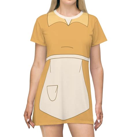 Tiana Yellow Waitress Short Sleeve Dress Princess And The Frog Costum Easycosplaycostumes