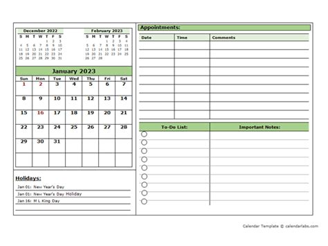 2023 Monthly Appointment Planner Free Printable Templates