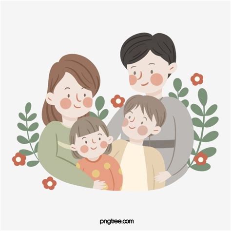 신선한 손으로 그린 스타일 가족 일러스트 요소 가족 어린이 부모의 PNG 일러스트 및 PSD 이미지 무료 다운로드