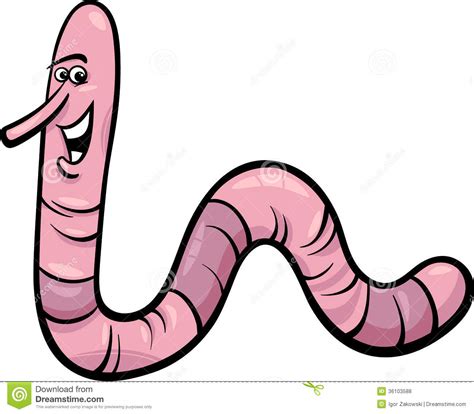 Earthworm Character Cartoon Illustration Royalty Free