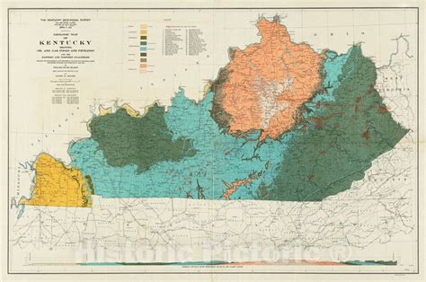 Historical Map 1920 Geologic Map Of Kentucky Showing Oil And Gas