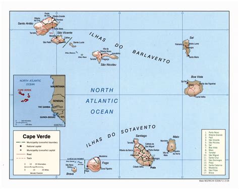 A Gran Escala Mapa Político Y Administrativo De Cabo Verde Con Relieve