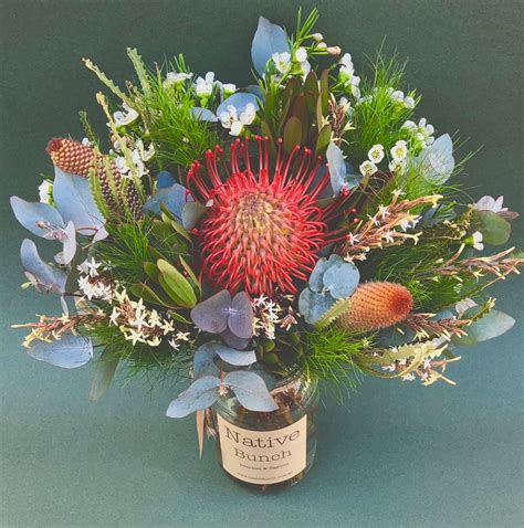 How flower delivery to australia works. Native flowers in a jar Pincushions, Banksia candles ...