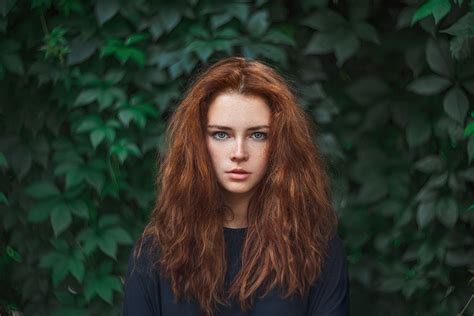Masaüstü Yüz Kadınlar Kızıl Saçlı Model Portre Uzun Saç Yeşil Moda Kız Güzellik Göz