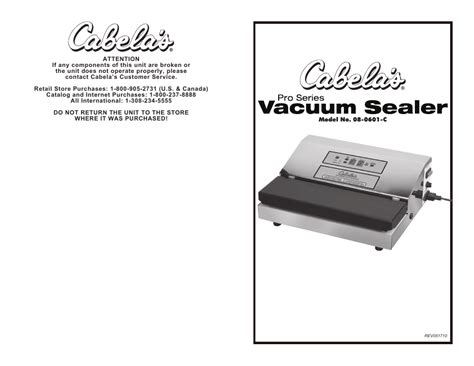The complete tune up kit. Cabela's Pro Series Vacuum Sealer 08-0601-C User Manual ...