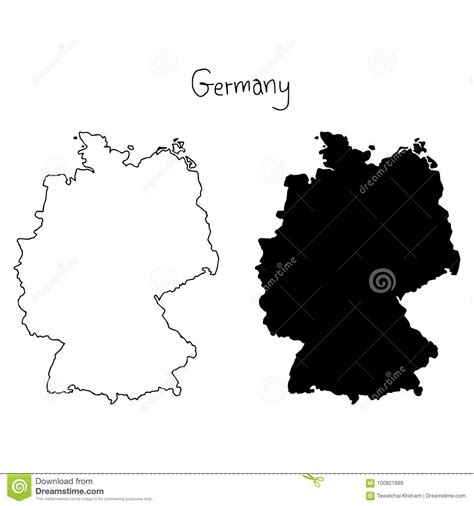 Outline And Silhouette Map Of Germany Vector Illustration Hand