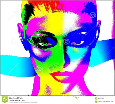 Colorful Abstract Digital Art Image Of Womans Face Close