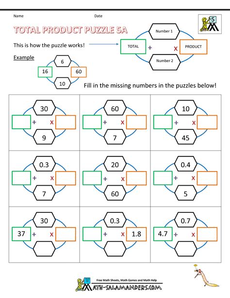 Second grade math worksheet printables cover basics such as counting and ordering as well as addition and subtraction, and include the exciting topics of measurement, geometry, and algebra. Printable Math Puzzles 5th Grade