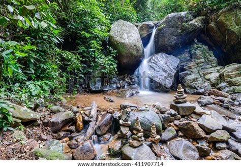 Atlantic Rainforest Waterfall Tijuca Forest National Stock Photo