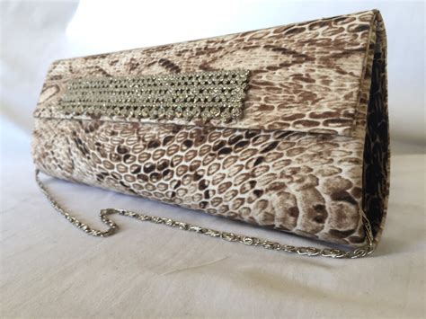 Elegant Snake Skin Print Clutch Bag Made From Cotton Fabric Etsy