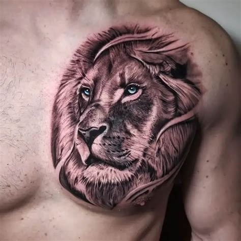 Lion Chest Tattoo For Men