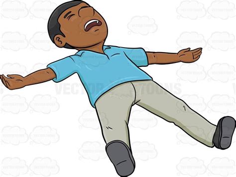 Cartoon Clipart Black Man Lying Floor After Fainting The