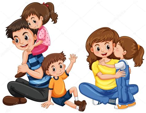 Padre Y Madre Con Tres Hijos Vector De Stock De ©interactimages 164620210