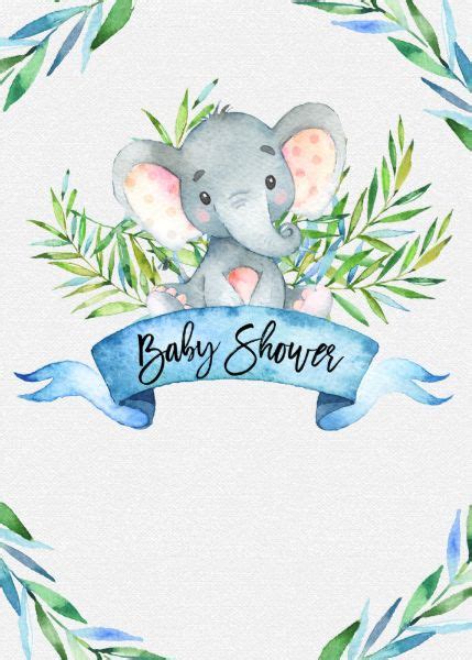 Invitación A Baby Shower Para Elefantes Azules