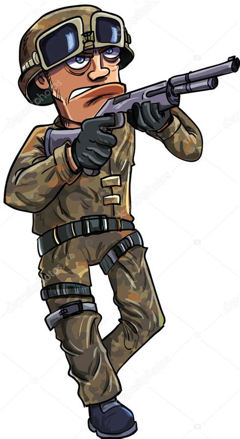 Soldado De Dibujos Animados Con Una Escopeta 2023