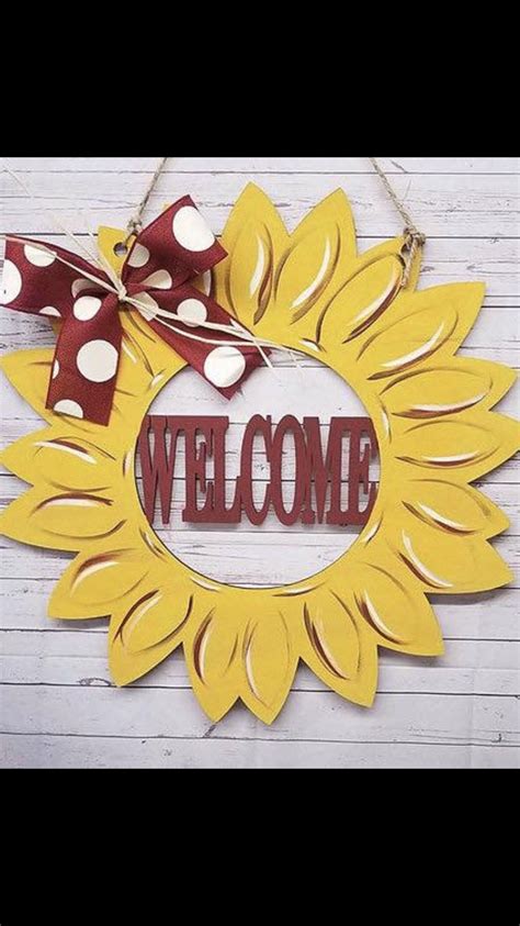 Sunflower | Etsy | Sunflower door hanger, Wooden cutouts, Crafts