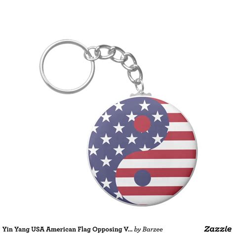Yin Yang USA American Flag Opposing Views Harmony Keychain | Keychain, Custom key ring, Keychain set