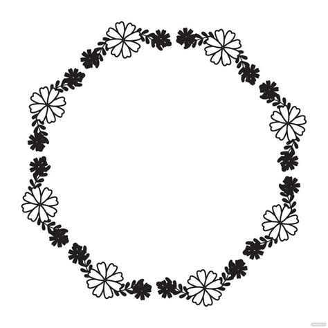 Black Floral Wreath Clipart In Illustrator Download