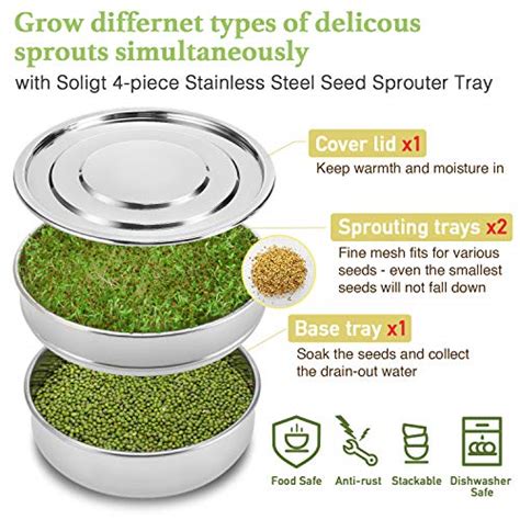 Stackable Stainless Steel Seed Sprouting Kit 2 Tier Mesh Sprouting