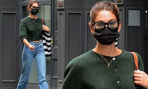 Kaia Gerber Shows A Glimpse Of Her Toned Abs In Jeans And A Green