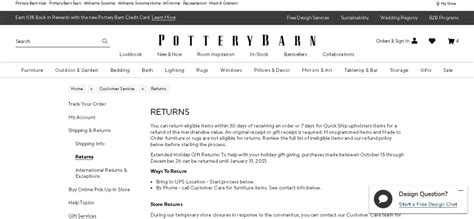 Pottery Barn Return Policy