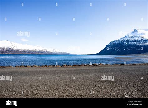 Seydisfjordur Eastern Fjords Iceland Snow Capped Mountain Peaks