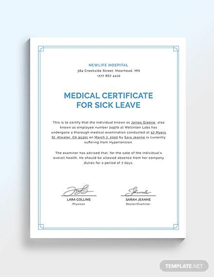 Medical Certificate Template For Sick Leave Ad Paid Certificate Medical Template