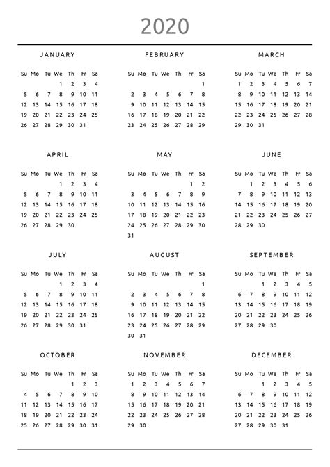 Printable Yearly Calendar Original Style Pdf Download Printable