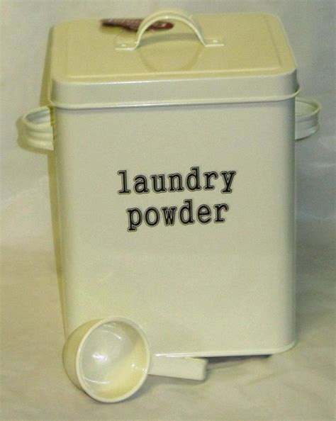 Enamel Retro Laundry Powder Tin Hold Your Laundry Detergent Whitered