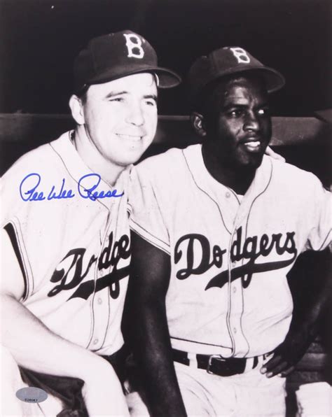 pee wee reese signed dodgers 8x10 photo with jackie robinson fsc coa pristine auction