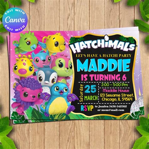 Editable Invitation Hatchimals Invitation Hatchimals Invites Hatchimals Birthday Hatchimals
