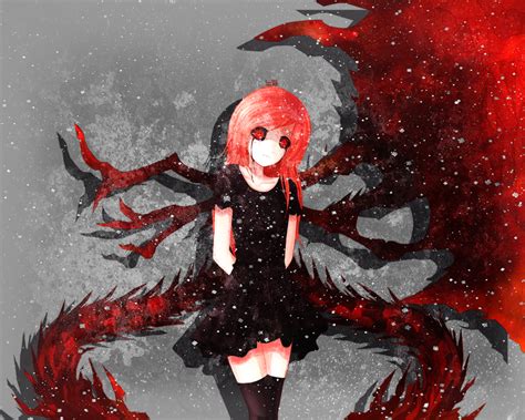 Red Eyes Redhead Anime Girls Anime Fantasy Art Bleeding Eyes Dark