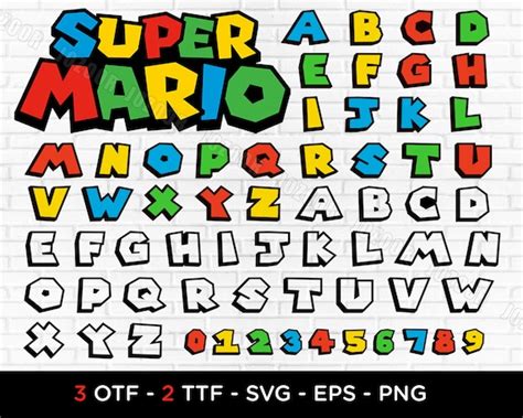 Super Mario Font Mario Font Letters Svg Dxf Png Eps For Etsy
