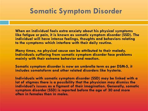 Ppt Somatic Symptom Disorder Causes Symptoms Daignosis Prevention