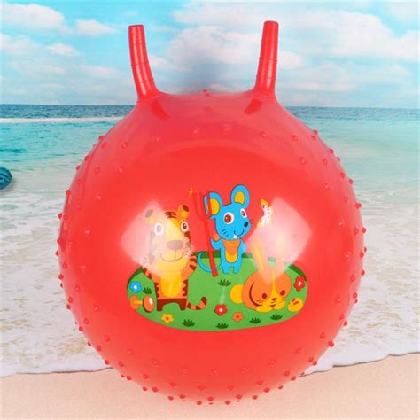 2018 New Arrival 45cm Bouncing Ball With Handle Massage Horn Inflatable Toy Jump Play Game Sport