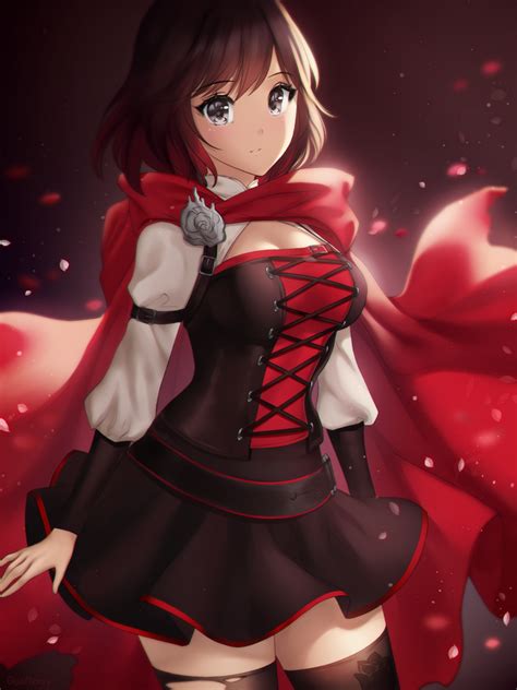 Otto Ruby Rose Rwby Highres Girl Ahoge Black Hair Blush Cape Hot Sex Picture