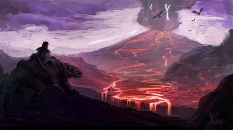 Fiery Volcano Environment Concept Art Gallery