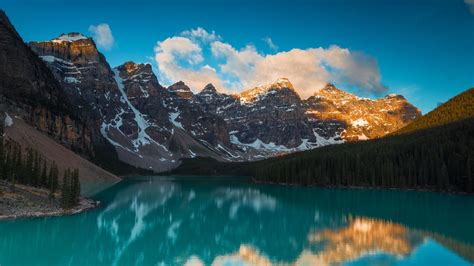 Download Wallpaper 1920x1080 Lake Mountains Forest Reflection Landscape Full Hd Hdtv Fhd