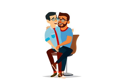 Gay Couple Vector Two Hugging Men Same Sex Marriage Isolated Flat