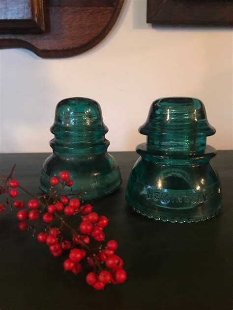 Pair Of Vintage Glass Insulators Etsy
