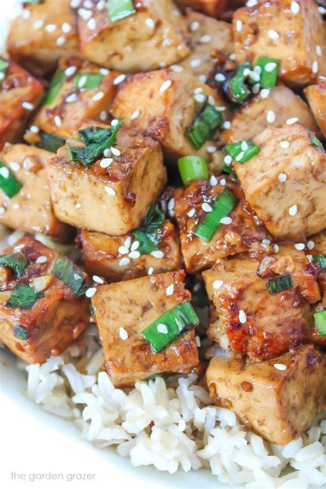 Firmed tofu is usually drained and squeezed or pressed before cooking. Asian Garlic Tofu with Rice | Recipe | Firm tofu recipes ...