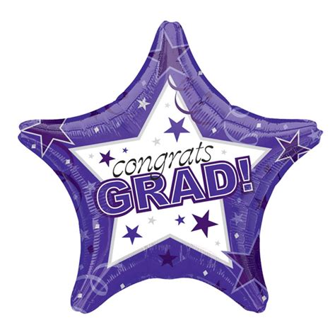 Congrats Grad Shiny Stars Graduation Themed 19 Foil Balloon Purple
