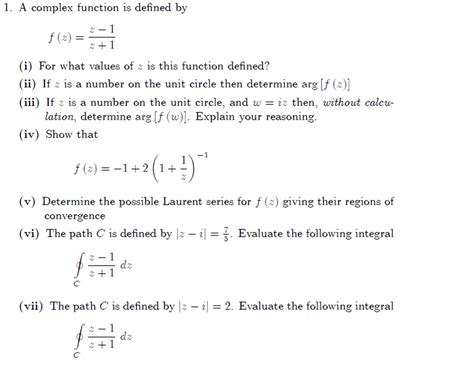 solved a complex function is defined by f z z 1 z 1