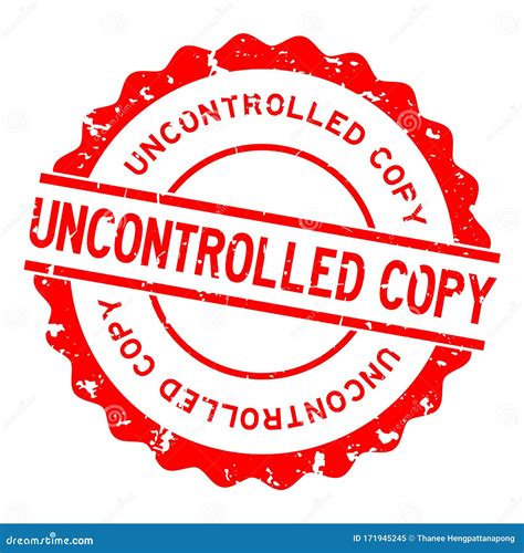 Uncontrolled Document Text Stamp With Red Ink Cartoon Vector
