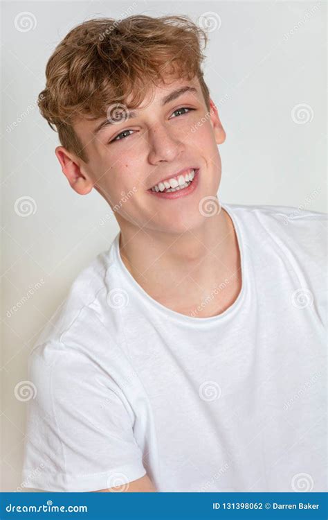 Young Happy Boy Male Teen Teenager Young Adult Smiling Stock Photo