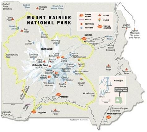 28 Mount Rainier National Park Map Online Map Around The World