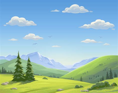 Blue Sky Clouds Mountain Illustrations Royalty Free Vector Graphics