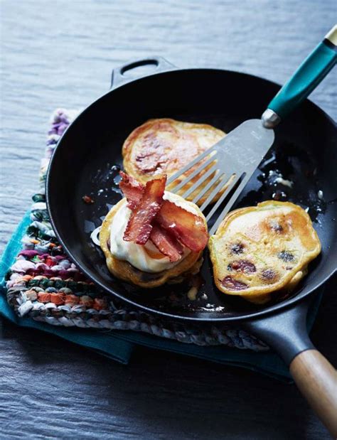 Cherry Pancakes With Crispy Bacon Sainsburys Magazine